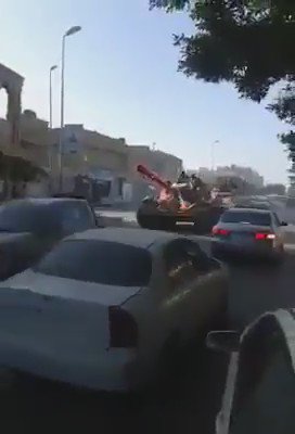 Benghazi is now so crazy that the groom went to the house of his bride in a decorated tank