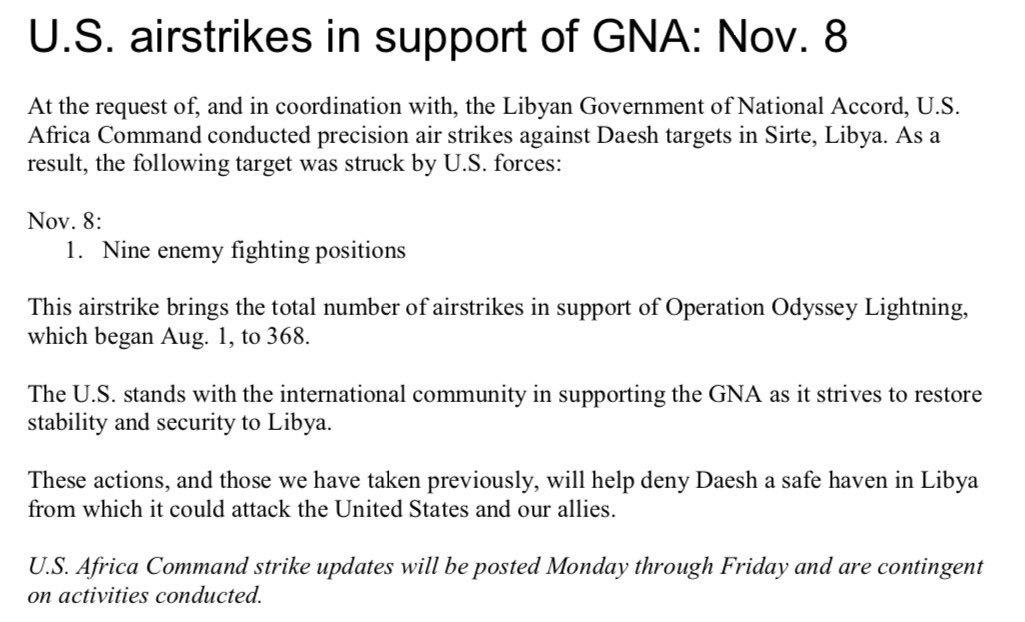 Resumption of airstrikes vs ISIL position in Sirte Libya