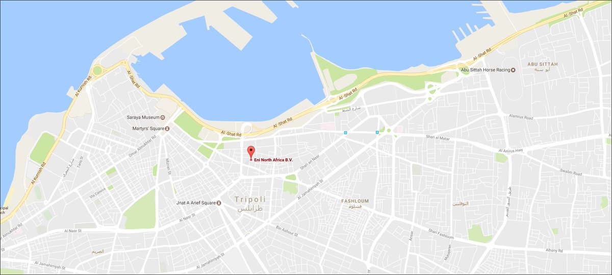 Libya- smoke rising from top floor of Eni HQ in central Tripoli as part of ongoing and large scale militia fighting across the city  