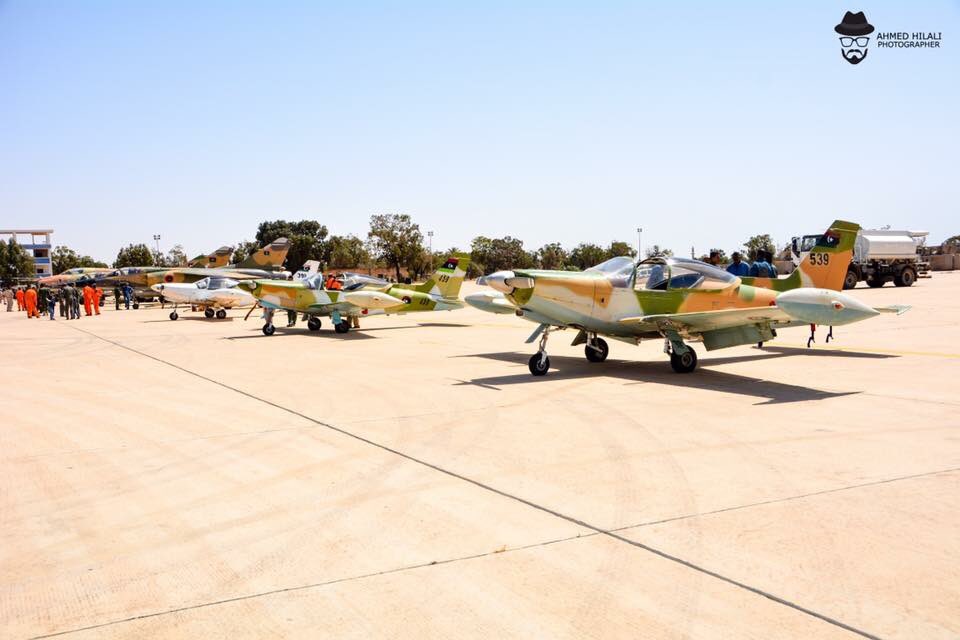 LNAF fighter jets and training jets in Benina airport, Benghazi (Mirage F-1A/EDs and 2 Su-22M2s + 2 MiG-21MFs, MiG-23BN/UB,and etc.   