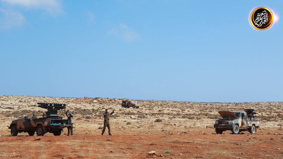 Libya- LNA photos from the frontline at Derna. More artillery: Type-63 and BM-21 rocket launchers mounted on technicals and an M-37/BM-37 82mm mortar 