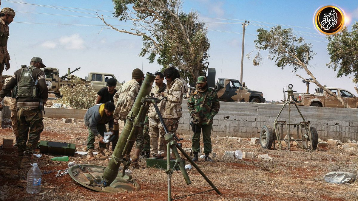 Libya- LNA photos from the frontline at Derna. More artillery: Type-63 and BM-21 rocket launchers mounted on technicals and an M-37/BM-37 82mm mortar 