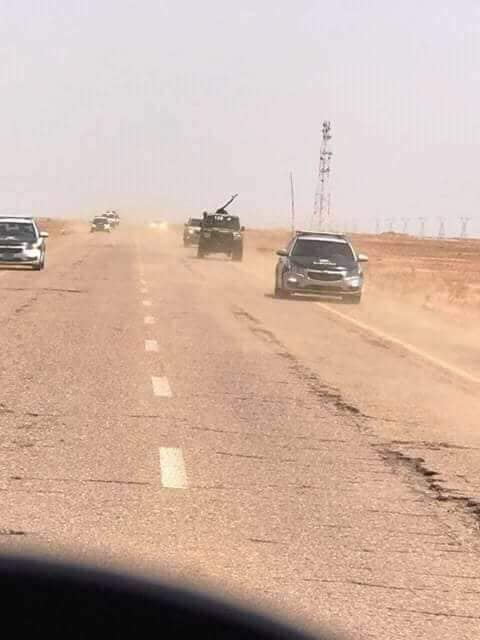 Libya- LNA 128 Bn. patrol along the road connecting Sirte and Jufra region, one of ISIS current main area of operations   