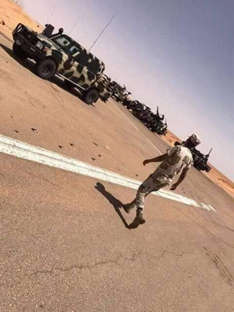 Libya- LNA 128 Bn. patrol along the road connecting Sirte and Jufra region, one of ISIS current main area of operations   