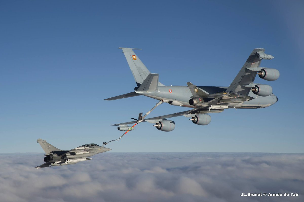 Air refueling mission off Tripoli, Libya, for this French Air Force Boeing C-135FR (738)   