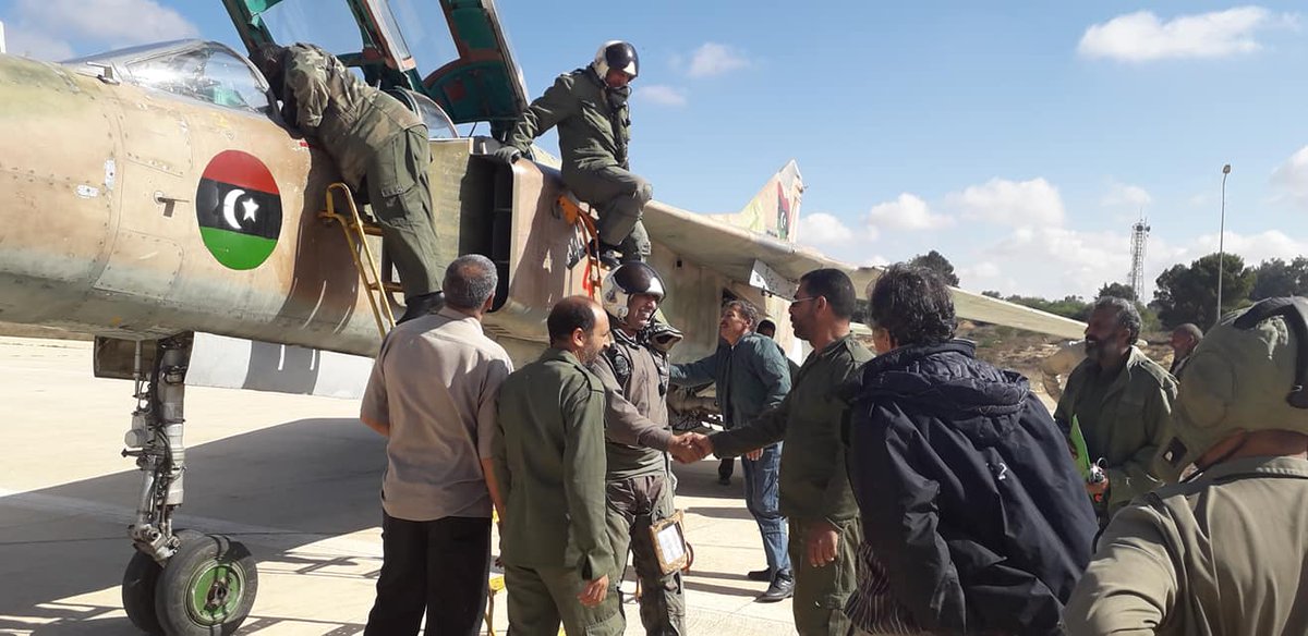 Libya- LAF MiG-23 out of Labraq Airbase following first training flight after reportedly being out of service for 31 years, brought from Jufra Airbase and refitted from parts cannibalized from other aircraft   