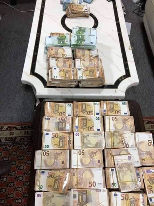 Libya- photos purportedly showing 100,000 Euros caught in bag of person going through Mitiga International Airport (Tripoli) to Istanbul, Turkey   