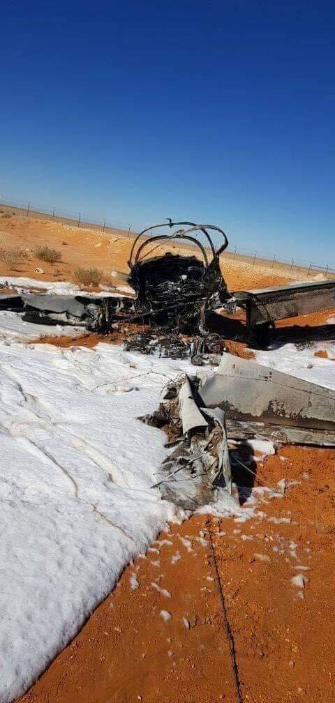 Libya- photos of LAF SF.260 aircraft that took off from Brak al-Shati Airbase and crashed near Hamada, pilot and co-pilot reportedly survived   