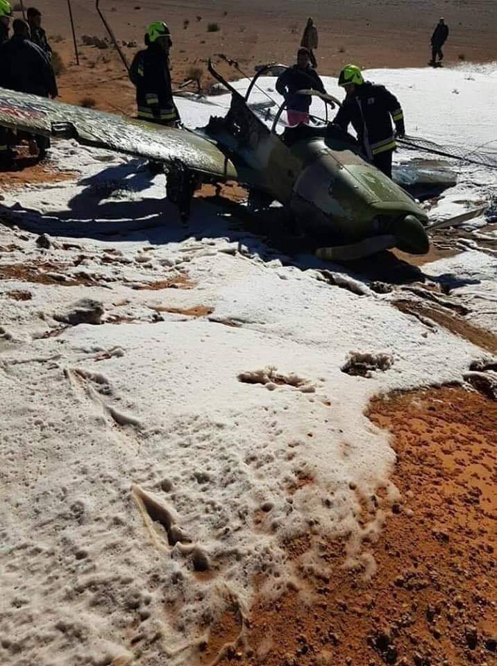 Libya- photos of LAF SF.260 aircraft that took off from Brak al-Shati Airbase and crashed near Hamada, pilot and co-pilot reportedly survived   