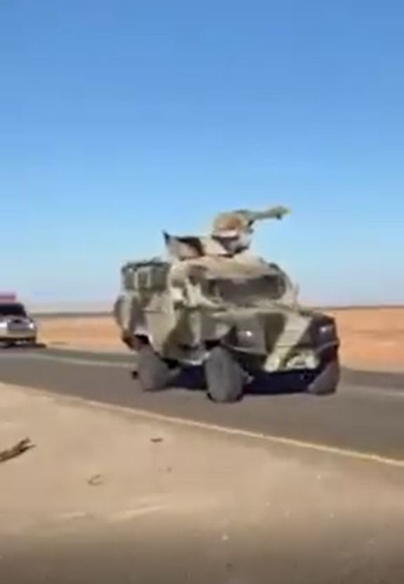 Libya- vehicles deployed to the south as part of new LNA operation: - Panthera F9 with wheel armor - T-55s - BM-21 launchers  - BMP3 Khrizantema without launcher - Panthera T6   
