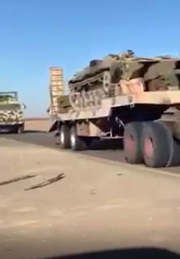 Libya- vehicles deployed to the south as part of new LNA operation: - Panthera F9 with wheel armor - T-55s - BM-21 launchers  - BMP3 Khrizantema without launcher - Panthera T6   