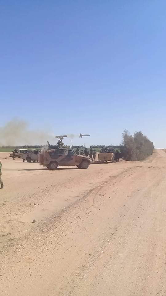 Libya- yet another shot of the moment a 9M133 Kornet/AT-14 Spriggan mounted on LNA Cougar is fired   