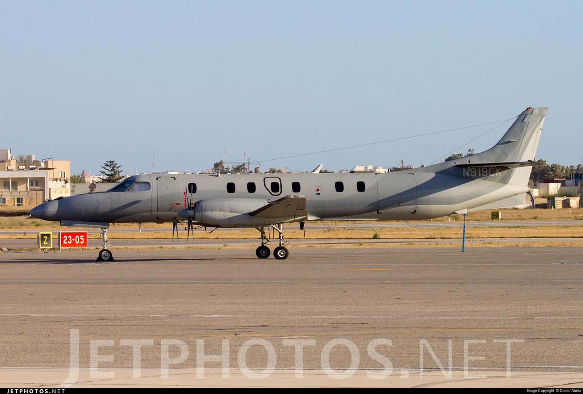 French spy plane ISR CAE Aviation Swearingen Metroliner N919CK heading Misrata Libya   