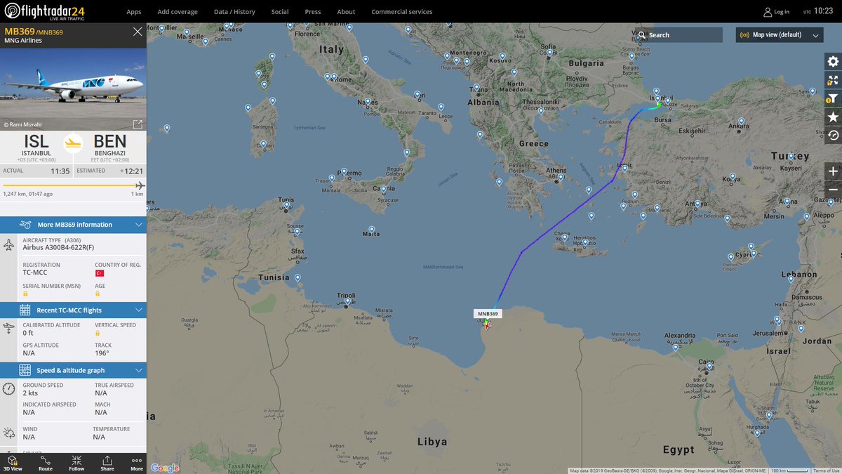 Turkish cargo MNG Airlines Airbus A300B4-622R MB369 from Istambul landing in Benghazi Libya   