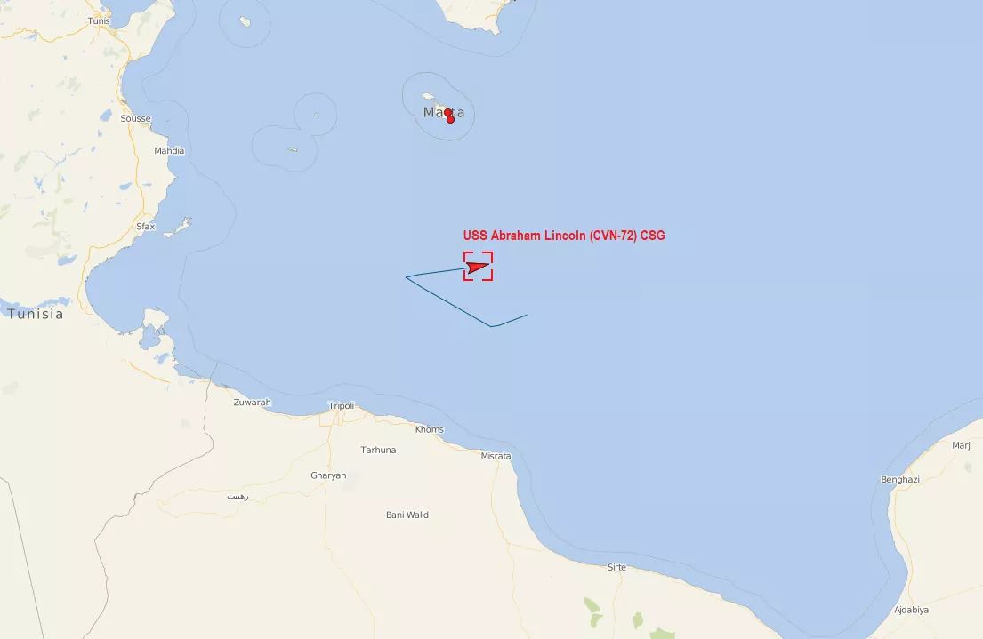USS Abraham Lincoln (CVN-72) CSG sailing in the central Mediterranean Sea   