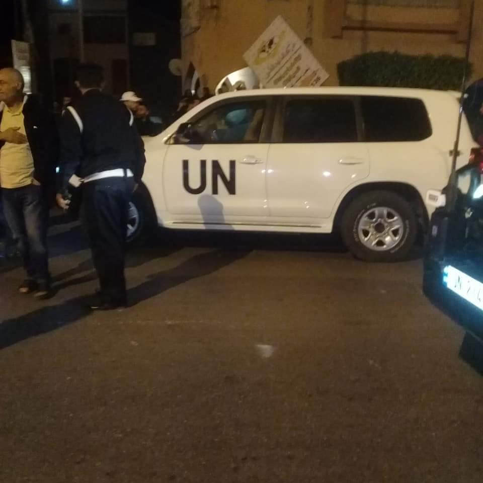 A group of protesters intercepts the convoy of UN mission in Libya while en route to Ras Ajdir border with Tunisia in Sabratha, a city loyal to Haftar. No further details were given.   
