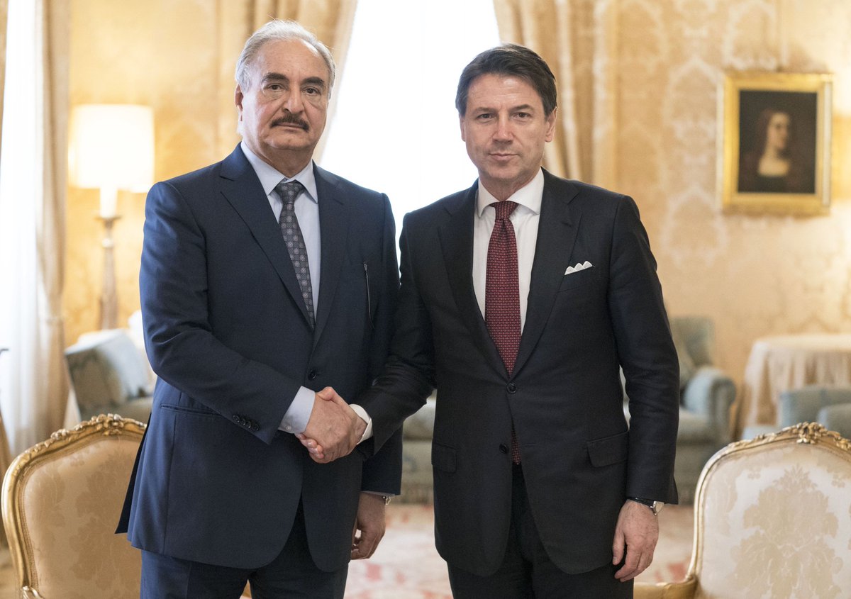 Palazzo Chigi has released photos of yesterday meeting between Italy's PM Conte and Libyan LNA's leader Haftar. 