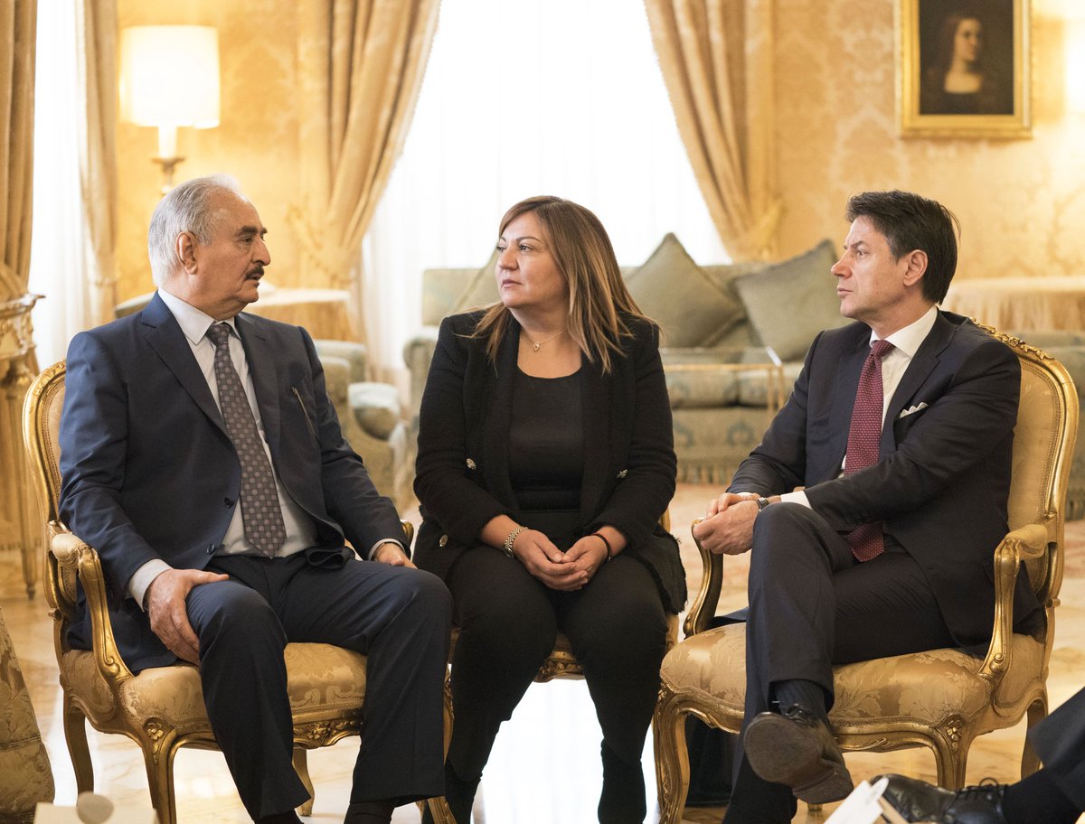 Palazzo Chigi has released photos of yesterday meeting between Italy's PM Conte and Libyan LNA's leader Haftar. 