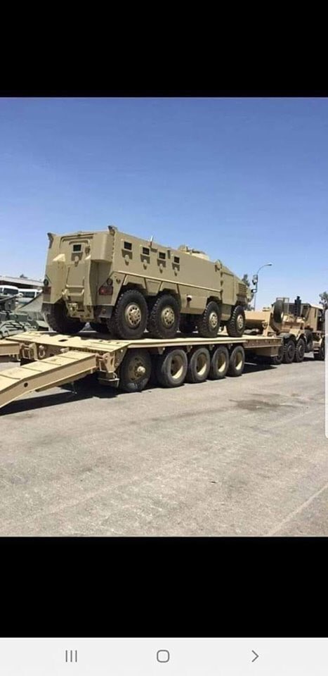 The arrival of  arms shipment to the LNA includes the Jordanian-Made KADDB Al-Mared 8x8 APCs.   