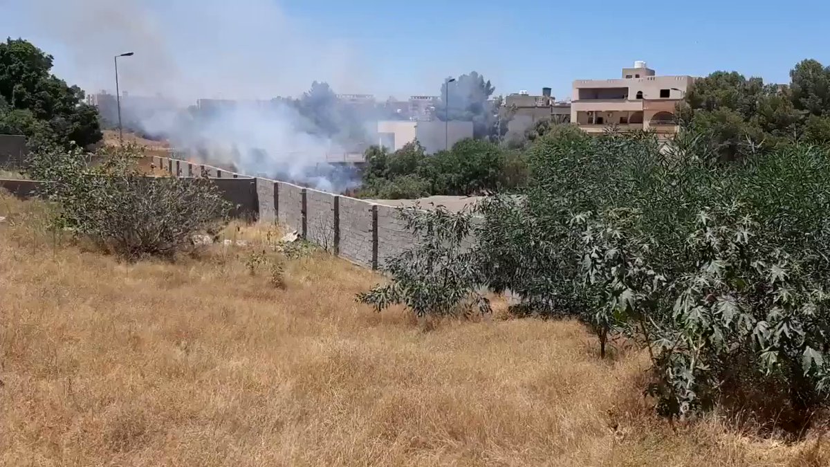 Fire in Al Sukar Hospital in southern Tripoli after being targeted by shelling