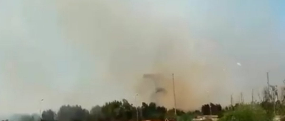 Tripoli: after being targeted by the Libyan air force last night camp smoke still rises from 27 base
