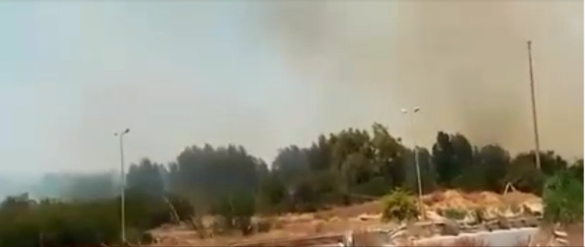 Tripoli: after being targeted by the Libyan air force last night camp smoke still rises from 27 base