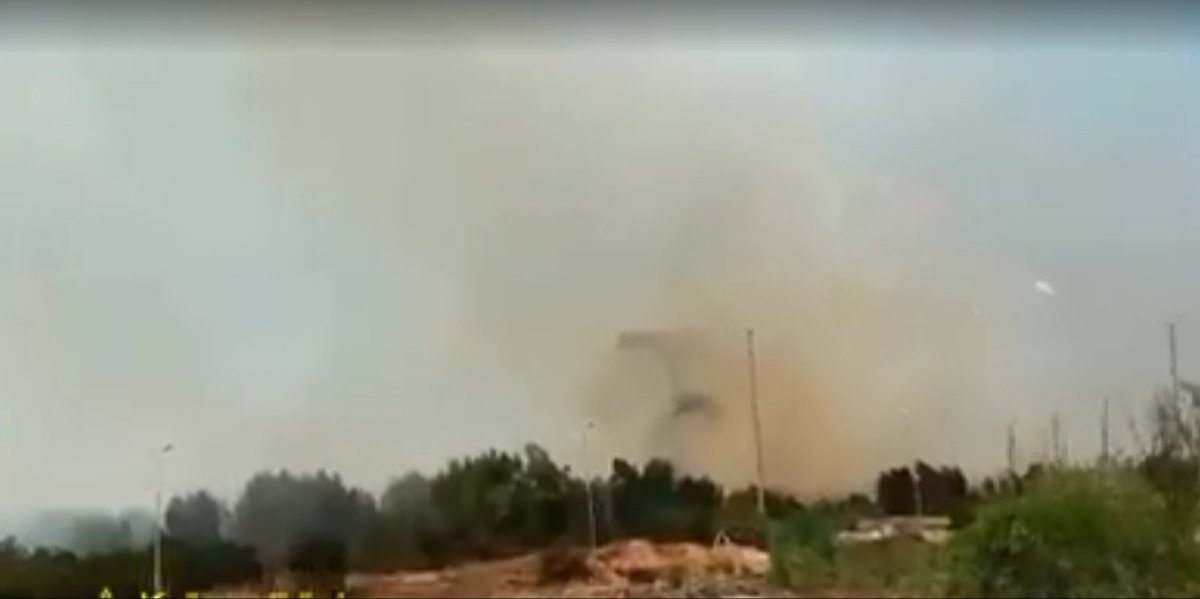 Tripoli: after being targeted by the Libyan air force last night camp smoke still rises from 27 base