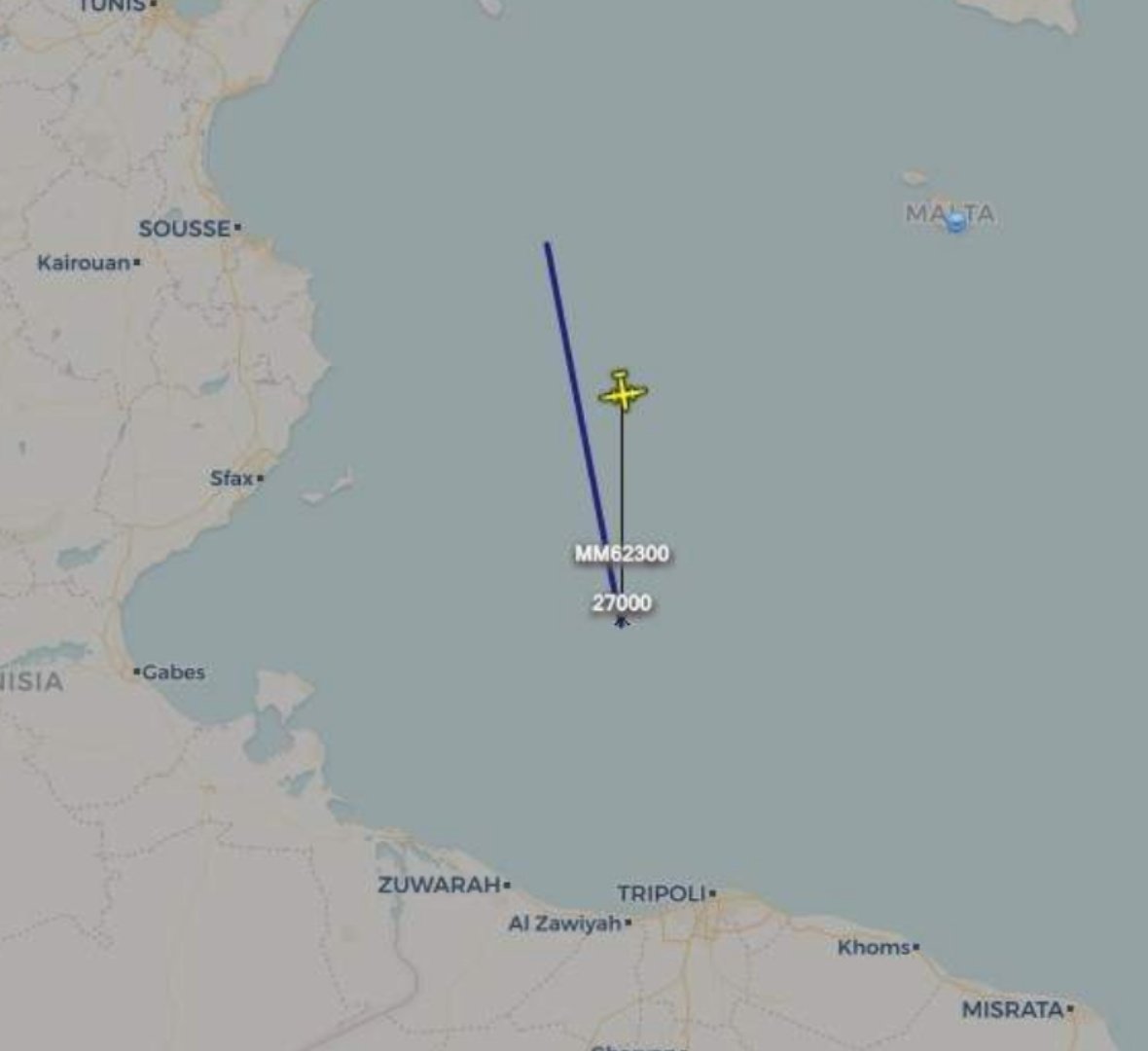 Departed from Decimomannu AB this Italian Air Force Beechcraft B350ER (MM62300) is making a new ISR mission, probably off Tripoli, Libya. 