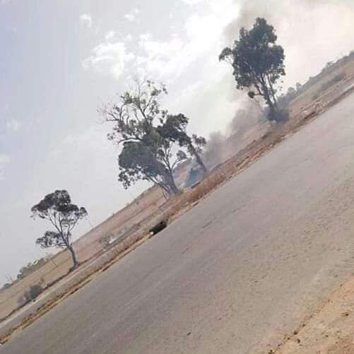 Misrata: reported that this was the wreckage of the GNA helicopter, which was targeted by the LNA this morning