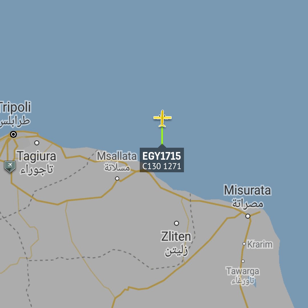 Egyptian Air Force Lockheed C-130H (1271) in flight between Tripoli and Misrata northbound   