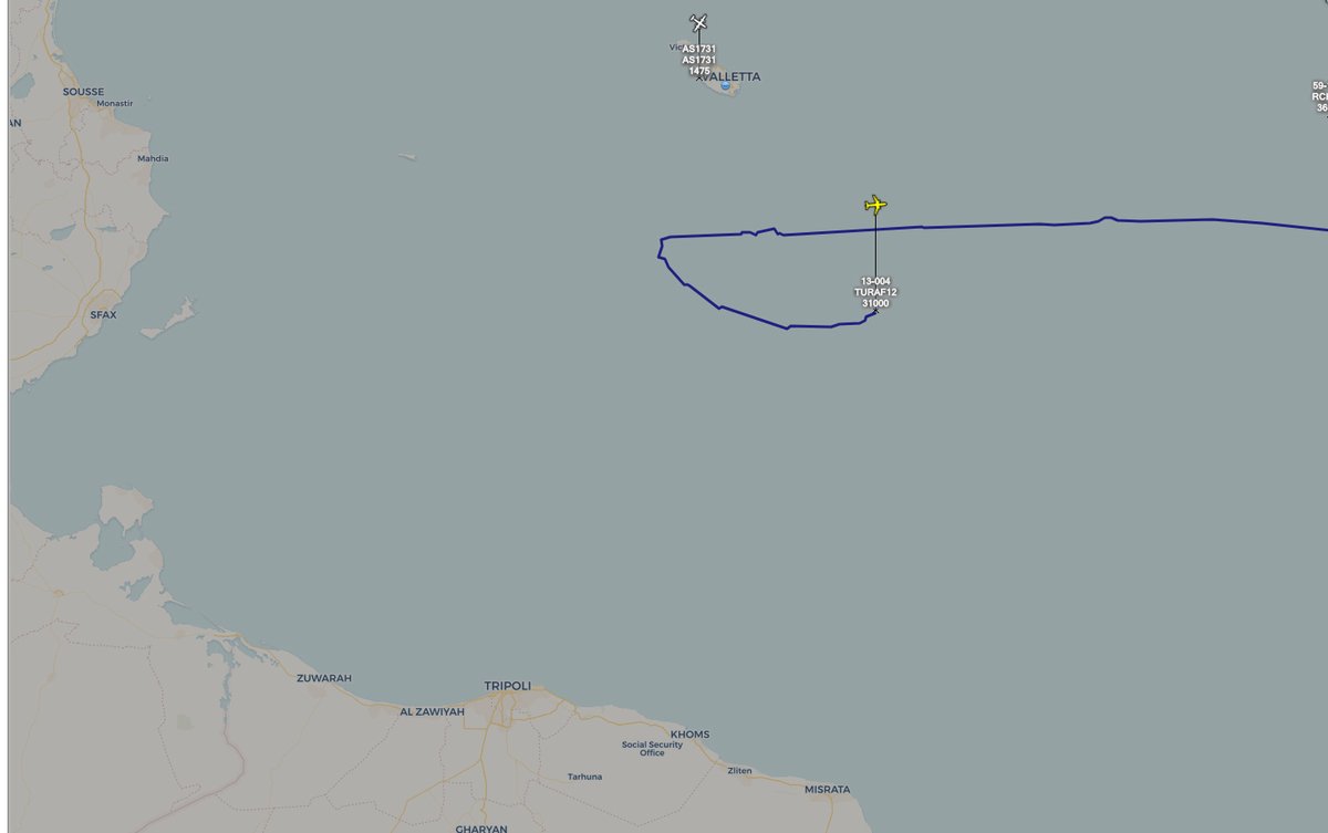 Turkish Air Force E-7T Peace Eagle TURAF12 orbiting off the coast of Libya   