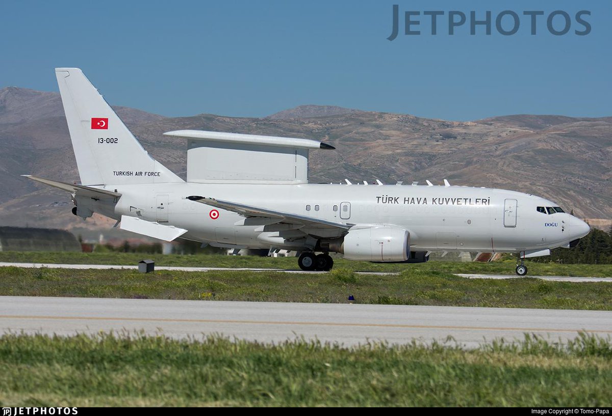 Turkish Air Force E-7T Peace Eagle TURAF12 orbiting off the coast of Libya   