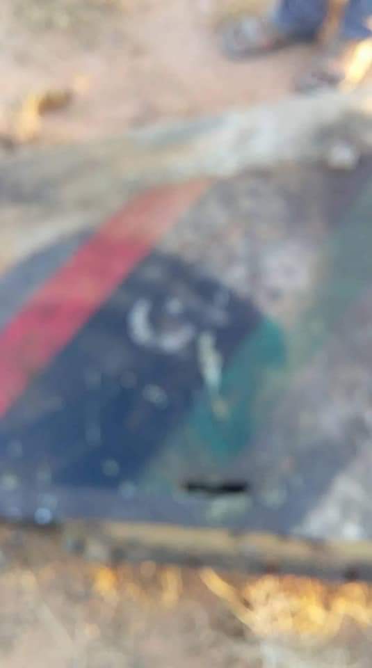 Images of debris of aircraft that was shotdown in Tarhuna