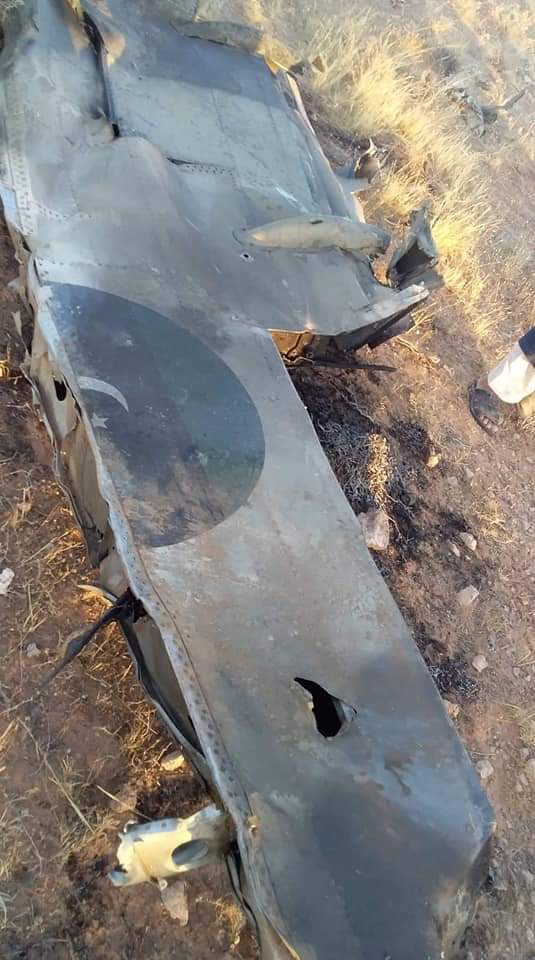 Images of debris of aircraft that was shotdown in Tarhuna