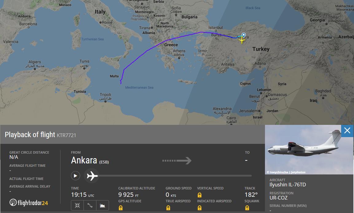 Libya - It seems that Il-76TD 'UR-COZ' belonging to Ukranian Cargo Alfa Air and flying from Ankara was destroyed on Misrata runway by UAE airstrike one minute after it landed (23:30). This aircraft was suspected to have already transported Turkish armed UAVs at Mitiga on 6 July