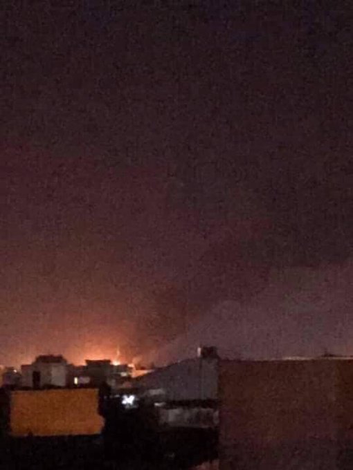 Libya- photos from last night's LNA (more likely UAE on behalf of) airstrike on Misrata Air College targeting an IL-76 cargo plane of company from Ukraine that delivered arms from Turkey