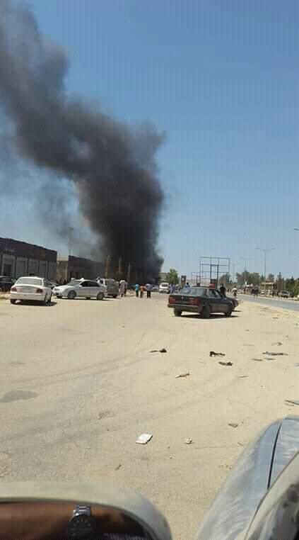 An explosion near the Trade and Development Bank in Al-Hawari area of city of Benghazi.