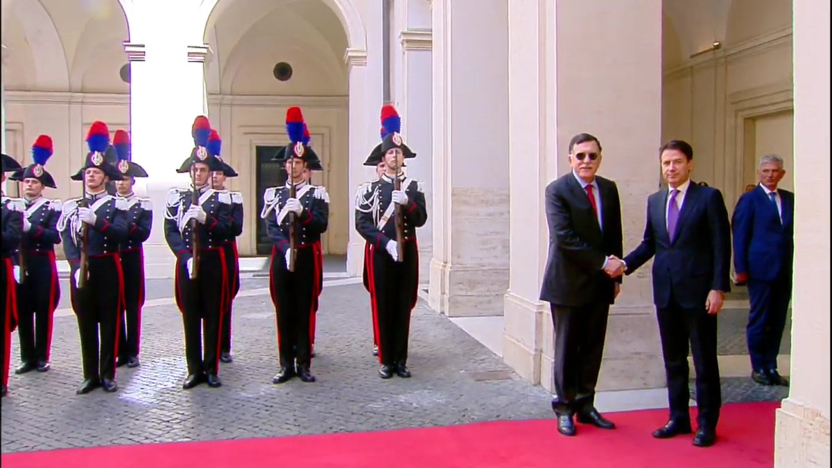 Libyan GNA's leader Serraj in Rome with Italy PM Conte