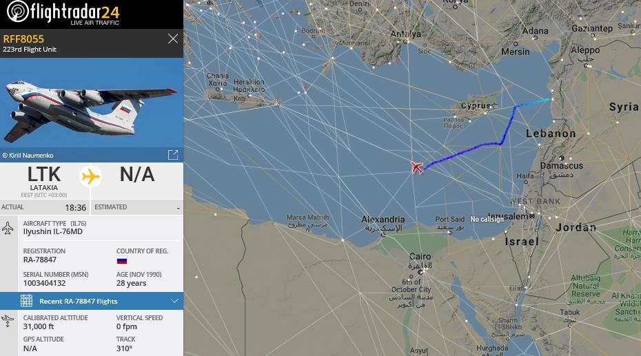 RUAF Il-76 78847 from Latakia towards Egypt or Libya 26SEP19