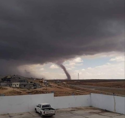 A tornado was formed in Suluntah town, 27 kilometres south of the city of Bayda, east Libya, on Thursday. Photo credit Muncif Abdul-Haq
