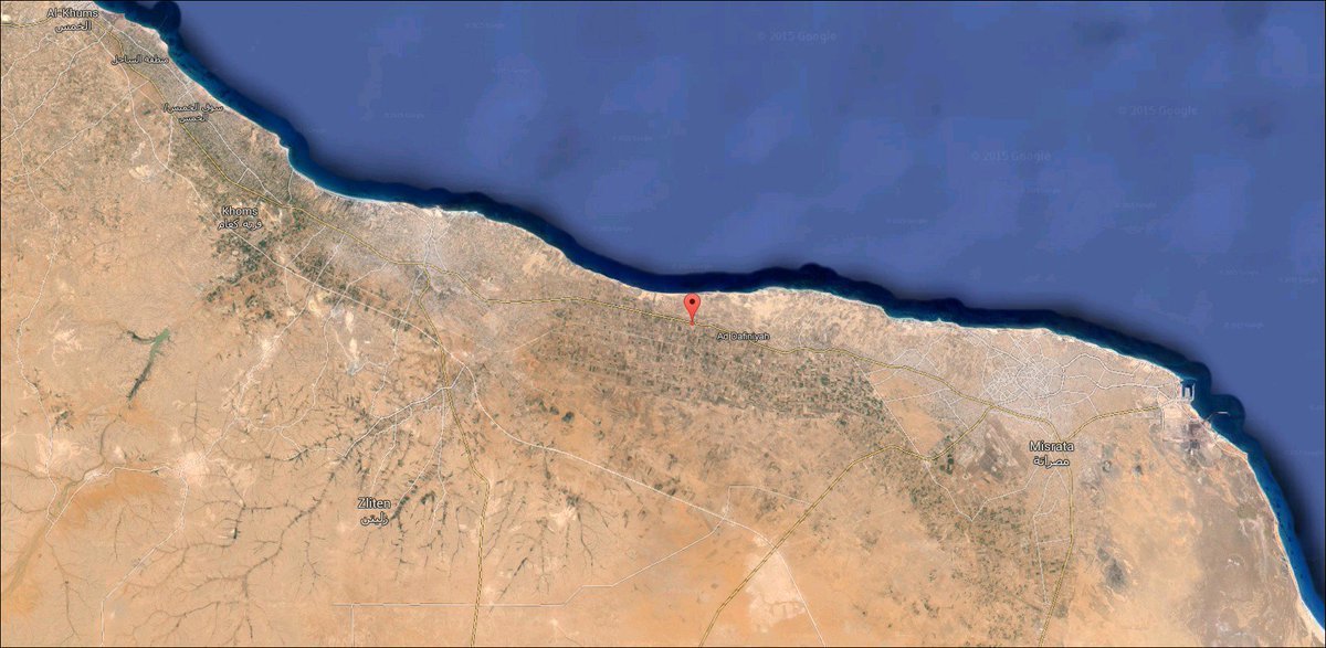Photo purportedly showing LNA airstrikes on GNA targets in Dafiniyah, ~20km west of Misrata