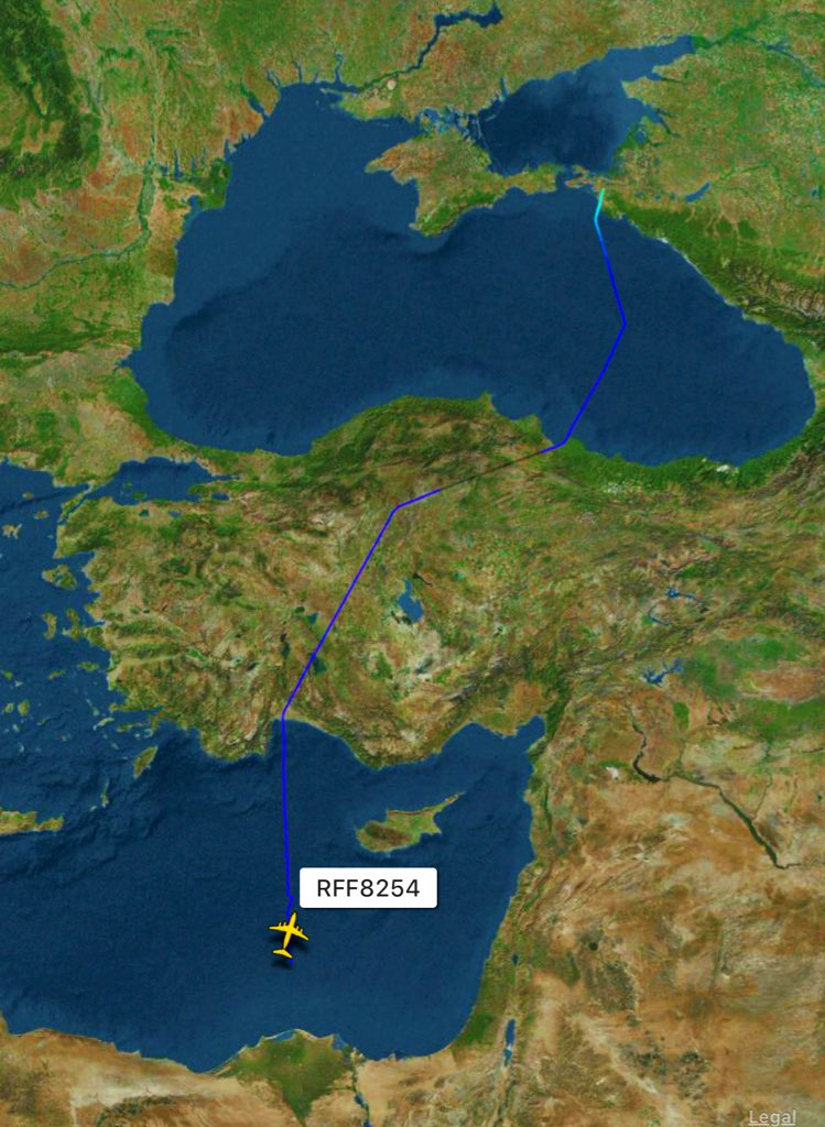 Russia sets its sights on Libya / Use of RuAFB Humaymim for regional ops: Russian Air Force 224th Flight Squadron arrived to RuAFB Humaymim, continued to a Libyan base, likely Al-Khadim or Al-Jufra, then returned to Anapa directly. After 3hrs, climbed out of Anapa towards Azov