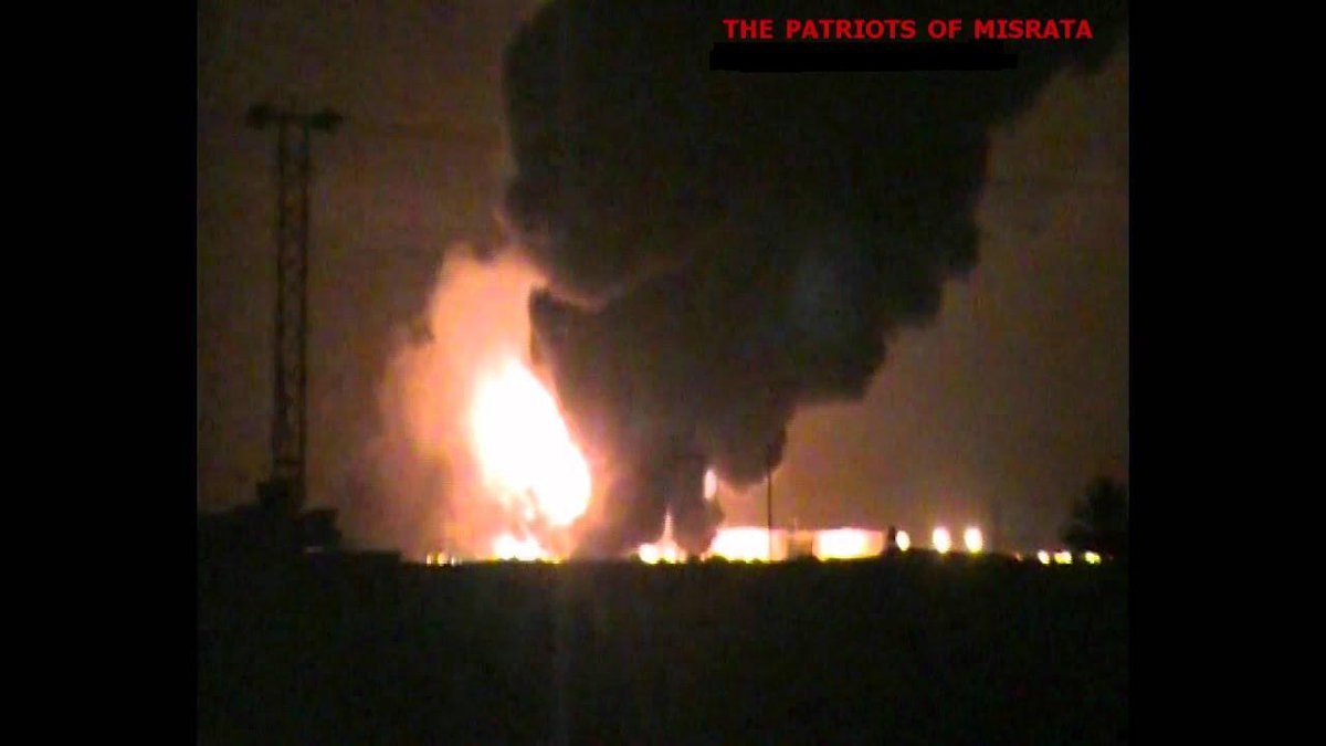 LNA air force destroyed 19 armored vehicles recently brought by a Turkish civilian ship to the Iron and Steel port in Misrata Libya