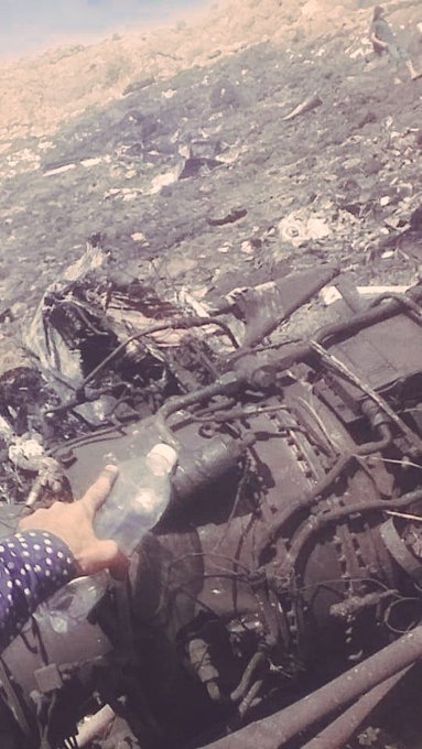A couple of photo presumably showing the wreckage of a drone targeted by the LNA air defenses over Tarhouna, 65 km southeast of Tripoli