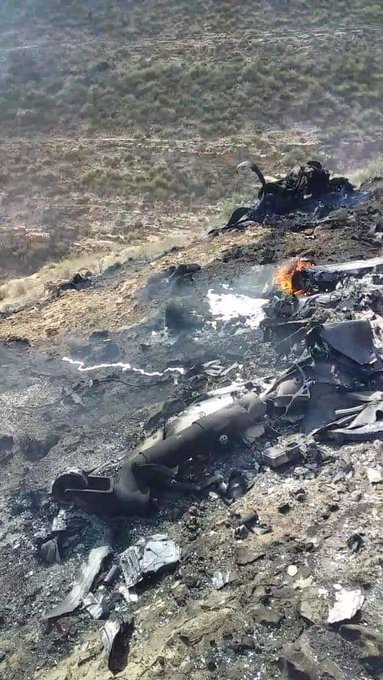 A couple of photo presumably showing the wreckage of a drone targeted by the LNA air defenses over Tarhouna, 65 km southeast of Tripoli