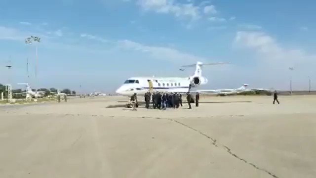 The Greek Foreign Minster arrives in Benghazi
