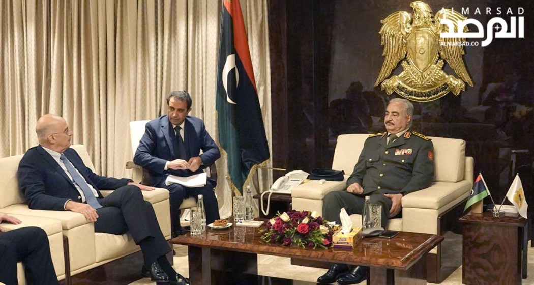 Greek FM Nikos Dendias meets Khalifa Haftar in Benghazi, a day after Turkey approved military pact with Libya's UN-backed government