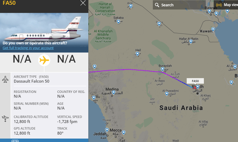 Another Bizjet from Eastern Libya just landed Riyadh. Flew Benghazi>Damascus twice this month 9H-DFS