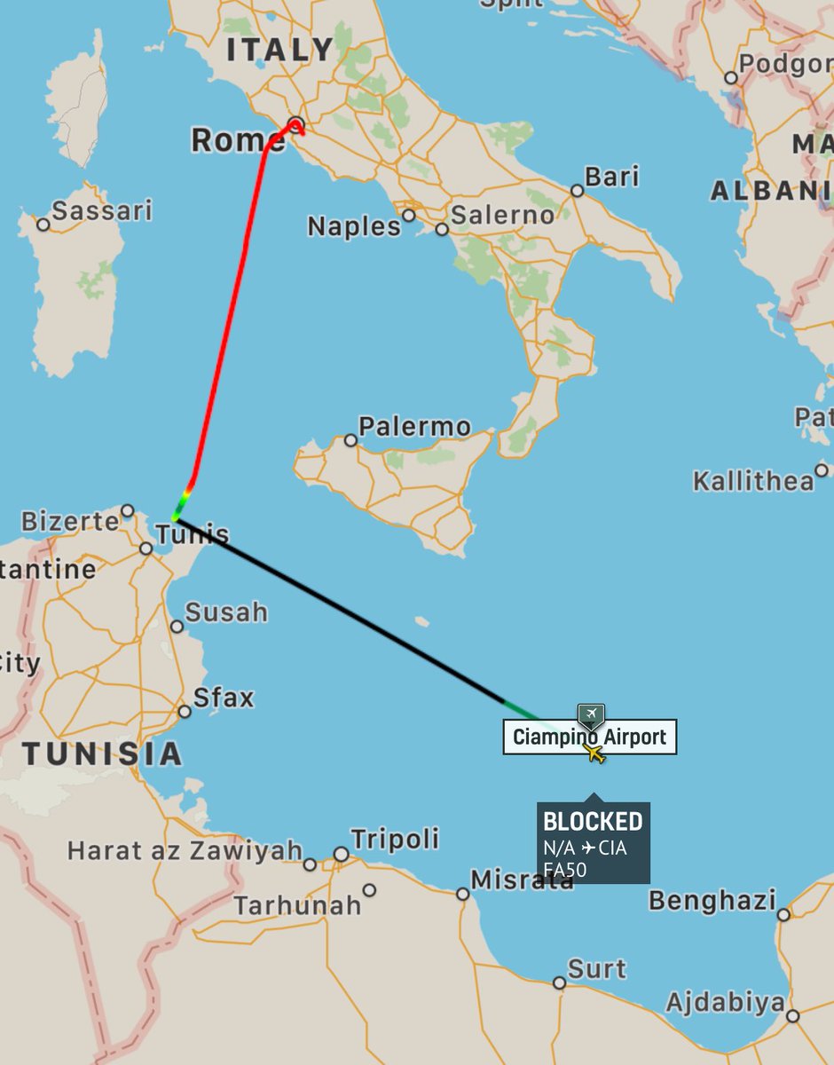 A busy day for LNA officials: Haftar/LNA Libya related Dassault Falcon 50EX P4-BAA flew from Benghazi  to Tunis Carthage. The rest of passengers continued to Rome Ciampino. Later the plane flew to Athens Eleftherios Venizelos. Currently returning to Benghazl Libya
