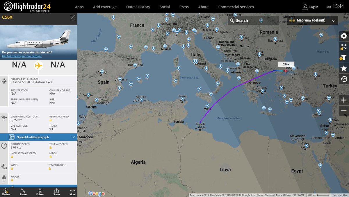 Libyan Air Ambulance Cessna 560XL 5A-DRK descending for Istanbul Turkey